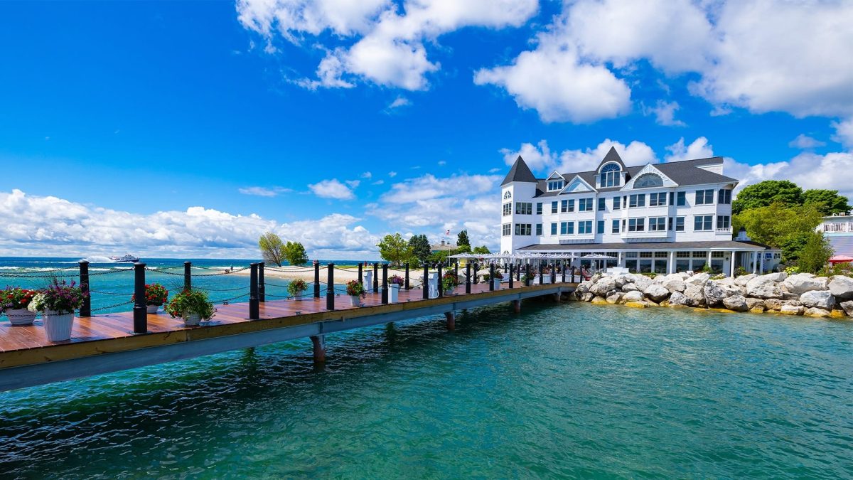 A building with a dock over water