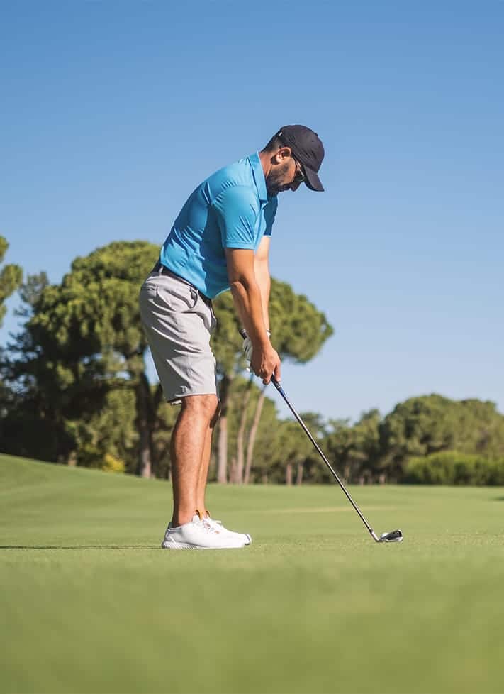A man playing golf on a golf course